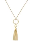 Charter Club Oval Crystal Tassel Necklace