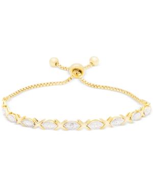 Diamond Accent 'xo' Adjustable Slide Bracelet In 18k Gold Plating