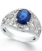 Effy Sapphire (1-9/10 Ct. T.w.) And Diamond (1/2 Ct. T.w.) Ring In 14k White Gold