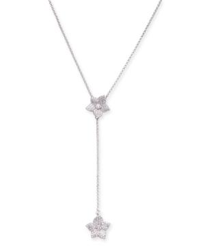 Kate Spade New York Silver-tone Pave Flower Lariat Necklace, 16 + 3 Extender