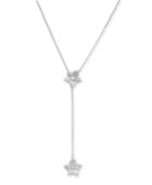 Kate Spade New York Silver-tone Pave Flower Lariat Necklace, 16 + 3 Extender