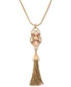 Ivanka Trump Gold-tone Colored Stone, Imitation Pearl & Chain Tassel Pendant Necklace