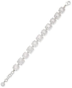Charter Club Silver-tone Round And Square Crystal Link Bracelet, Only At Macy's