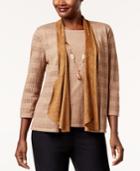 Alfred Dunner Jungle Love Layered-look Necklace Cardigan