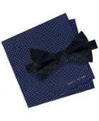 Tommy Hilfiger Men's Tartan Pre-tied Silk Bow Tie & Dot Silk Pocket Square Set