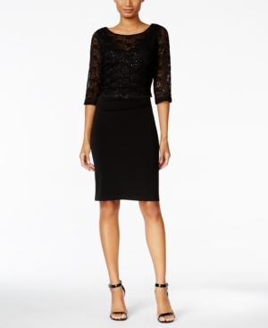 Connected Lace Three-quarter-sleeve Dress
