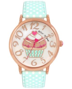 Betsey Johnson Women's Aqua And White Polka Dot Strap Watch 42mm Bj00496-47