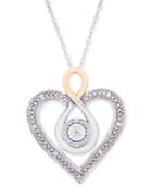 Diamond Two-tone Heart Necklace (1/10 Ct. T.w.) In Sterling Silver And 10k Gold