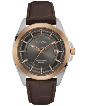 Bulova Men's Precisionist Brown Leather Strap Watch 43mm 98b267