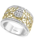 Effy Diamond Two-tone Filigree Ring (5/8 Ct. T.w.) In 14k Gold & White Gold