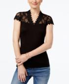 Inc International Concepts Lace-trim Top, Only At Macy's