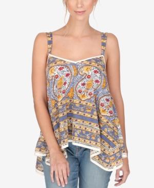 Lucky Brand Printed Handkerchief-hem Tank Top