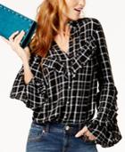 Inc International Concepts Plaid Ruffled Shirt, Created For Macy's