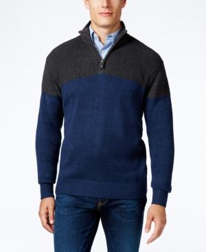 Tricots St. Raphael Men's Texture Colorblocked Quarter-zip Sweater