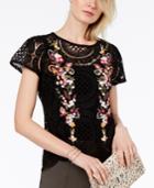 Inc International Concepts Embroidered Crochet Top, Created For Macy's