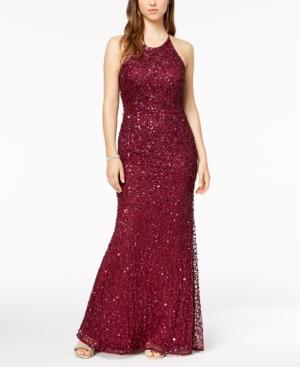 Adrianna Papell Sequined Train Gown