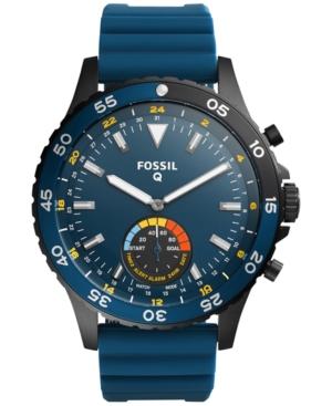 Fossil Q Men's Crewmaster Hybrid Blue Silicone Strap Smart Watch, 46mm Ftw1125