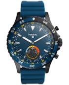 Fossil Q Men's Crewmaster Hybrid Blue Silicone Strap Smart Watch, 46mm Ftw1125