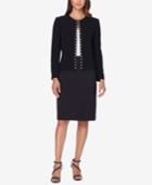 Tahari Asl Embellished Flyaway Skirt Suit