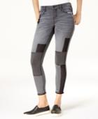 Rampage Juniors' Patchwork Raw-hem Skinny Jeans