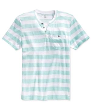 Inc International Concepts Men's Distress Stripe Split-neck Pocket T-shirt, Only At Macy's