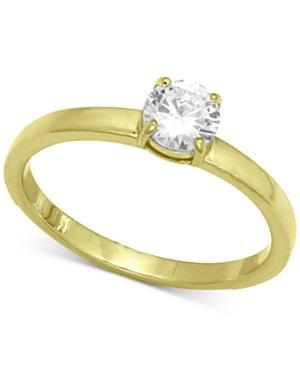 Giani Bernini Cubic Zirconia Stone Ring In 18k Gold-plated Sterling Silver, Created For Macy's