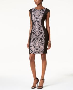 Sangria Printed-panel Sheath Dress