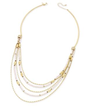 Inc International Concepts Gold-tone White Bead 5-row Collar Necklace, Only At Macy's