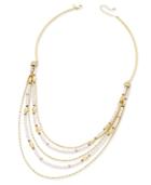 Inc International Concepts Gold-tone White Bead 5-row Collar Necklace, Only At Macy's