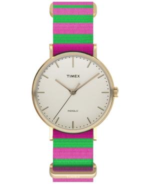 Timex Women's Weekender Fairfield Pink And Green Nylon Strap Watch 47mm Tw2p91800jt