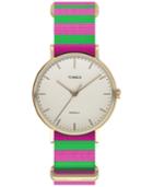 Timex Women's Weekender Fairfield Pink And Green Nylon Strap Watch 47mm Tw2p91800jt