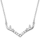Diamond Antler Pendant Necklace (1/10 Ct. T.w.) In Sterling Silver, 18 + 1 Extender