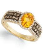 Le Vian Citrine (1 Ct. White Diamond (1/4 Ct. T.w.) And Chocolate Diamond (1/3 Ct. T.w.) Oval Ring In 14k Gold