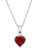 Rhodolite Garnet Heart (1-9/10 Ct. T.w.) & Diamond Accent 17 Pendant Necklace In 14k White Gold