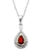 Gemstone (1/2 Ct. T.w.) And Diamond Accent Teardrop Pendant Necklace In 14k Gold And Sterling Silver