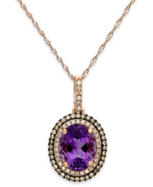 Amethyst (2-1/4 Ct. T.w.) And Diamond (1/3 Ct. T.w.) Pendant Necklace In 14k Rose Gold