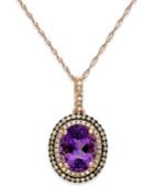 Amethyst (2-1/4 Ct. T.w.) And Diamond (1/3 Ct. T.w.) Pendant Necklace In 14k Rose Gold