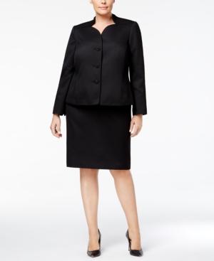 Le Suit Plus Size Scalloped-collar Skirt Suit