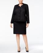 Le Suit Plus Size Scalloped-collar Skirt Suit