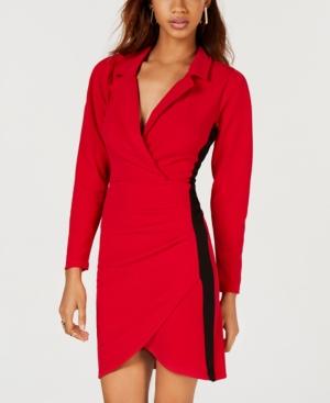 Almost Famous Juniors' Racing Stripe Blazer Wrap Dress