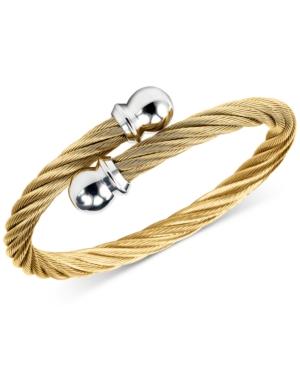 Charriol Twisted Cable Bypass Bracelet In Gold-plated Stainless Steel