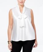 Nine West Plus Size Sleeveless Tie-neck Blouse