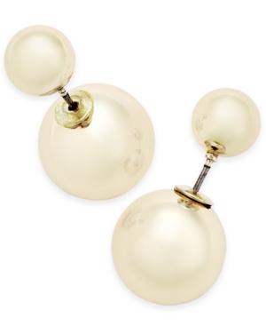 Inc International Concepts Gold-tone Imitation Pearl Front And Back Earrings, Only At Macy's