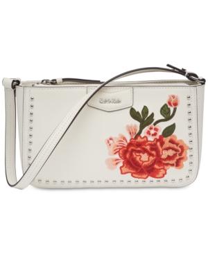Calvin Klein Leather Floral Shoulder Bag