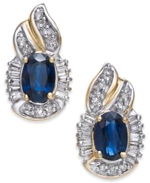 Sapphire (1-1/5 Ct. T.w.) & Diamond (1/4 Ct. T.w.) Drop Earrings In 14k Gold
