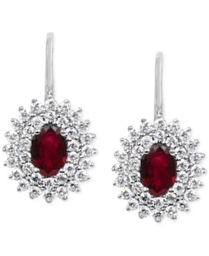 Ruby (1-1/5 Ct. T.w.) & Diamond (5/8 Ct. T.w.) Drop Earrings In 14k White Gold