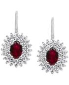 Ruby (1-1/5 Ct. T.w.) & Diamond (5/8 Ct. T.w.) Drop Earrings In 14k White Gold