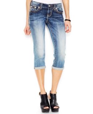 Miss Me Contrast-stitch Cropped Jeans