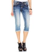Miss Me Contrast-stitch Cropped Jeans