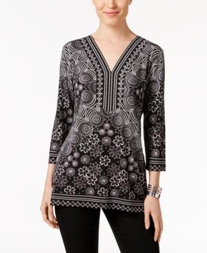 Jm Collection Petite Embellished V-neck Top, Only At Macy's